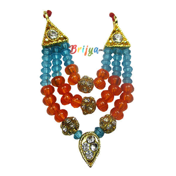Orange SkyBlue Pearl Stone Laddu Gopal Mala