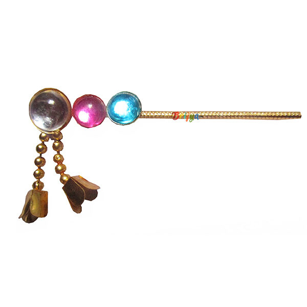 KF17-PSB Beautiful Pink Sky Blue Stone Krishna Flute 