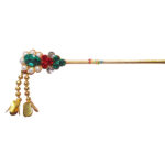 KF18-GR Elegant Pearl Green Red Stone Krishna Bansi