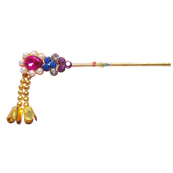 KF18-M Elegant Pearl Magenta Stone Krishna Bansi