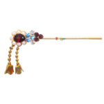 Elegant Pearl Mehroon Stone Krishna Bansi