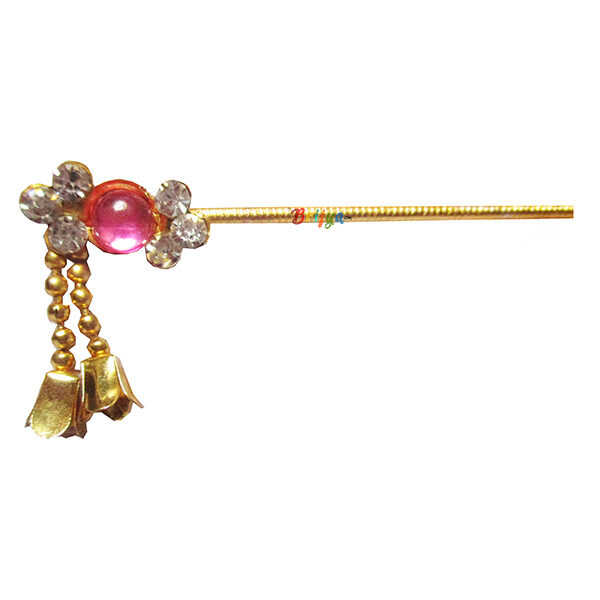 KF9-Beautiful-Pink White Stone Krishna Bansuri