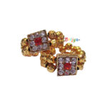 Golden Beads Red White Stone Thakorji Bangle 