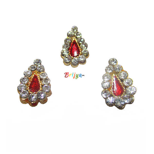 KST1-Set Of Three White Stone Meenakaei Work Thakorji Tilak