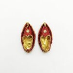 A Pair Of Golden Red Meenakari Krishna Charan