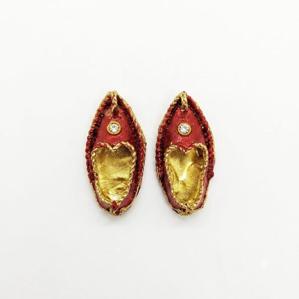 A Pair Of Golden Red Meenakari Krishna Charan