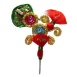 KM-R Beautiful Jardoshi Work Thakorji Red Kalangi