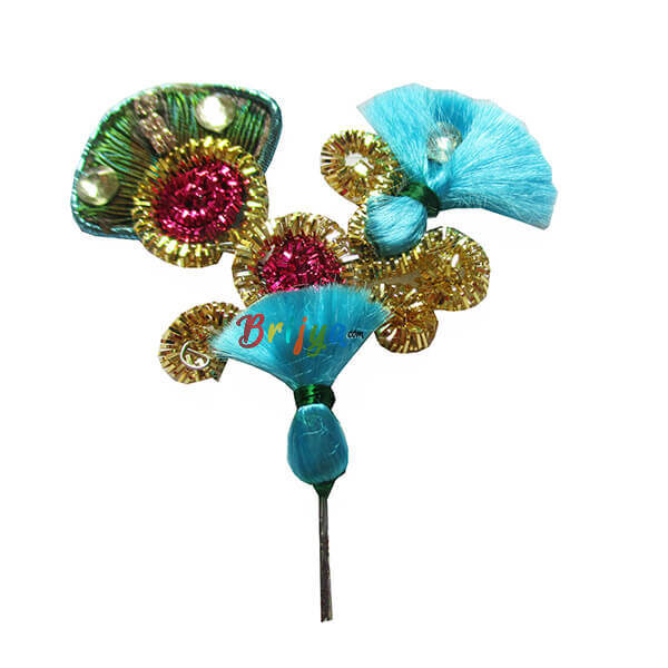 KM2-SB Beautiful Jardoshi Work Thakorji Sky Blue Kalangi