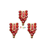 Set Of Three Orange Stone Krishnaji Tilak