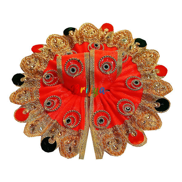 GD29-O Orange Jari Lace Golden Ring Work kanha Ji Ki Dress