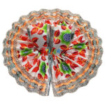 Orange Printed Satan Lace Work Bal Gopal Dress