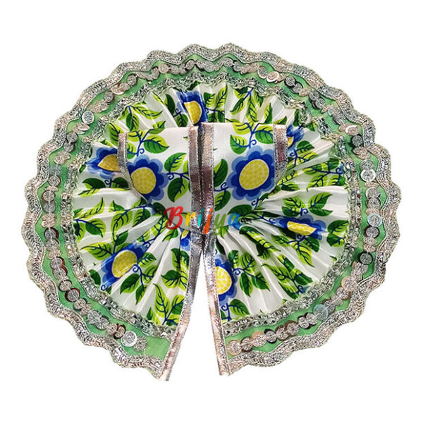 GD31-PG Parrot Green Printed Satan Lace Work Bal Gopal Dress