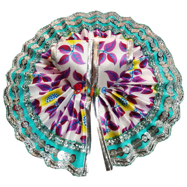 GD31-SB Sky Blue Printed Satan Lace Work Bal Gopal Dress