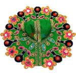 Green Rich kalabattu Glass Work Dress For Laddu Gopal