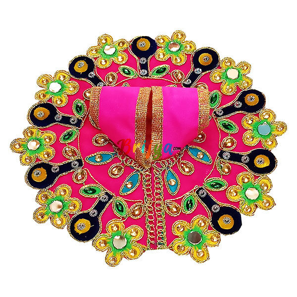 GD32-P Pink Rich kalabattu Glass Work Dress For Laddu Gopal