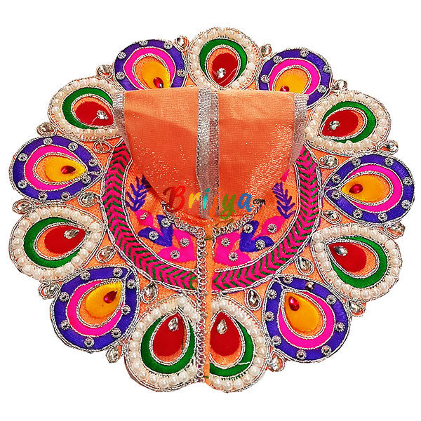 GD39-PE Peach Resham parl Embroidery kanha ji poshak