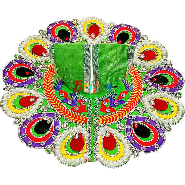 GD39-PG Parrot Green Resham parl Embroidery kanha ji poshak