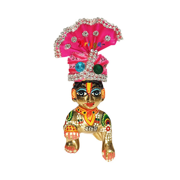 GP2-P Beautiful Pimk Stone Beads Laddu Gopal Pagdi 