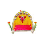 Wooden Red Yellow Singhasan for Laddu Gopal Ji