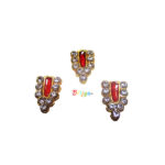 Set of Three Red White Stone Meenakari Work Krishna Tilak