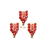 Set of Three Orange Stone Krishnaji Tilk