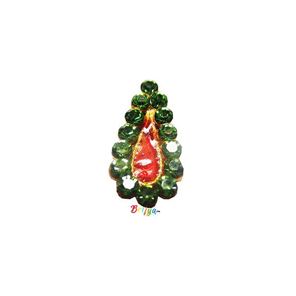 KT6-PG Parrot Green Stone Work Krishna Thakorji Tilak