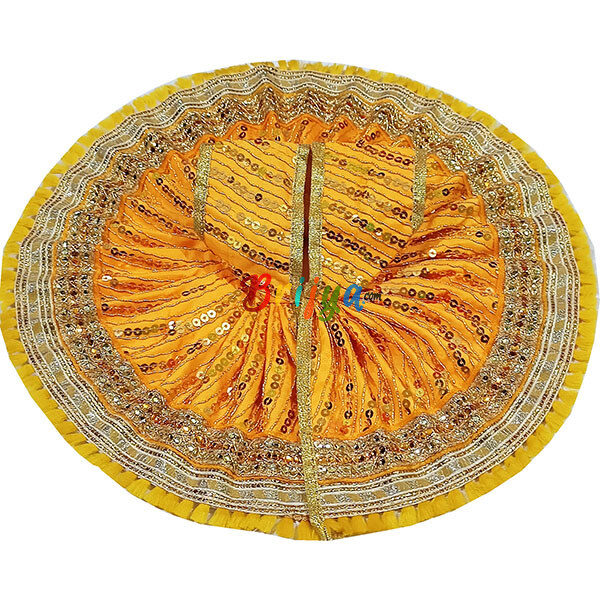 LGD20-Y Yellow Silk Sitara Work Laddu Gopal Poshak