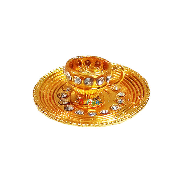 GT24-W White Stone Cup Plate Set Toy For Laddu Gopal Ji