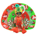 GDD11-Og Designer Beautiful Orange Green Glass Work Poshak For Gopal Ji