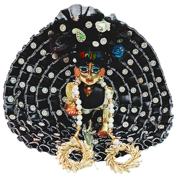 GDD12-B Designer Elegant Stone Work Fancy Black Satan For Laddu Gopal Dress