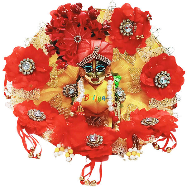 GDD3-Ry Janmashtami Special Red Flower Designer Bal Gopal Poshak