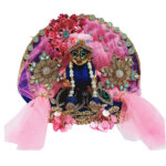 GDD4-Pb Baby Pink Blue Heavy Glass Stone Work Designer Dress For Laddu Gopal Ji