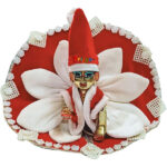 GDD8-Rw Designer Red White Stone leaf Santa Claus Dress For Gopal Ji