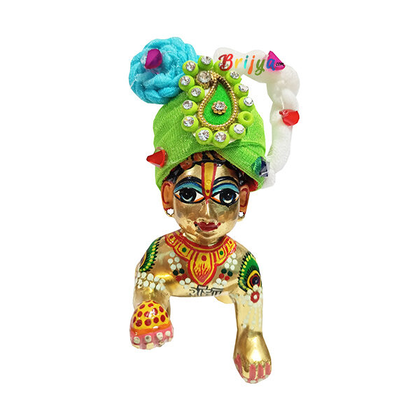 GP13-Pg Parrot Green White Carry Design Laddu Gopal Pugree