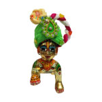 GP13-Pg2 Parrot Green Multi Colour Carry Design Laddu Gopal Pugree
