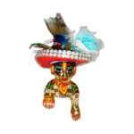 GP14-SB Skyblue Flower Janmashtami Birthday Hat For Laddu Gopal Ji