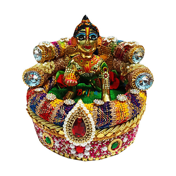GS8-G Green Beautiful Heavy decoration laddu gopal singhasan