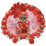 Red Rose Flower Beads Stone Work Designer Dress For Gopal Ji