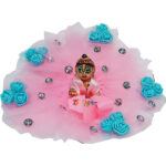 FD1-P3 Beautiful Pink Net White Stone Flower Dress For Gopal Ji