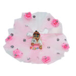 FD2-P Beautiful Pink Flower Stone Net Gown For Laddu Gopal Ji