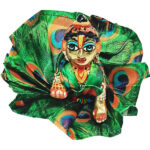 FD5-G Beautiful Morpankh Design Green Gown For Laddu Gopal Ji