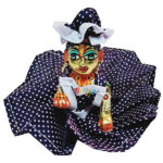 FD8-NB Nebyblue Dotprint Gown With Cap For Bal Gopal Ji