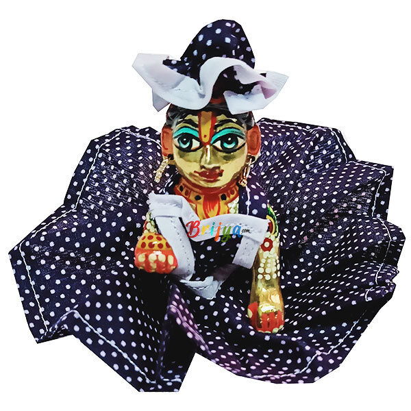 FD8-NB Nebyblue Dotprint Gown With Cap For Bal Gopal Ji