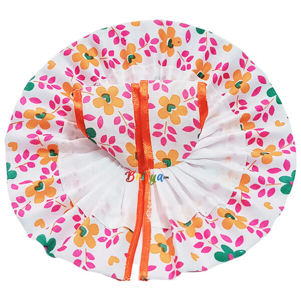 GD53-O Elegant Orange White Cotton Print Summer Dress For Gopal Ji