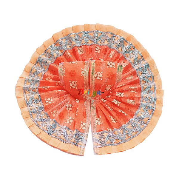 GD57-O Beautiful Tishu Net Orange Printed Bal Gopal Ji Dress