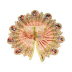 Beautiful Peach Heavy Jari Work Radhe Krishna Print Laddu Gopal Ji Poshak