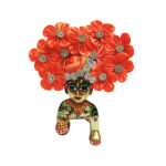 GP19-O White Stone Orange Flower Pagree For Laddu Gopal Ji