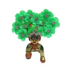 White Stone Parrot Green Flower Pugree For Laddu Gopal Ji