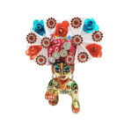 Pink Skyblue Rose Flower Green Stone Bal Gopal Pugdi