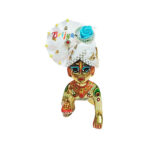 GP21-W SB Brautiul White Skyblue Rose Makhan Chor Pugree